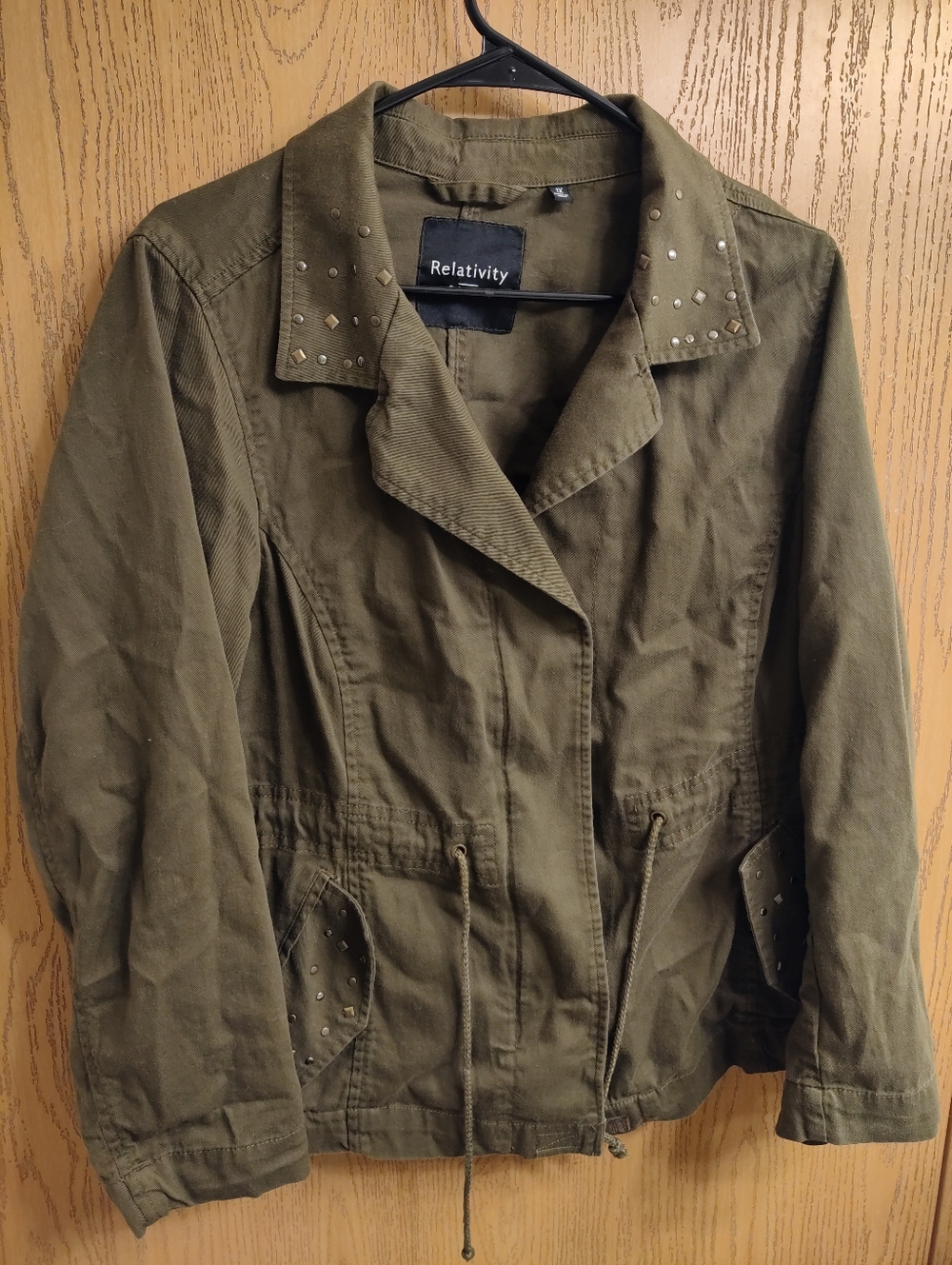 Relativity Olive Green Stud-Accent Utility Jacket